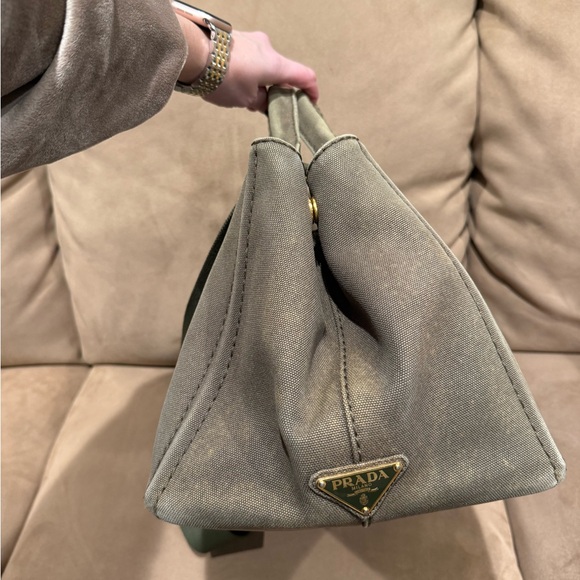 Prada Canapa canvas tote bag Olive Green Crossbody Strap - Picture 4 of 12